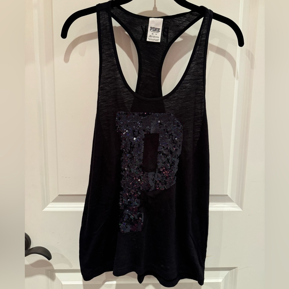 Victoria's Secret PINK Black Sequin Tank Top